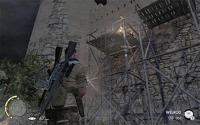 The scaffolding - Sniper Elite 3 Afrika: Entering the fort - Sniper Elite 3 Afrika: Mission 4 - Fort Rifugio - Sniper Elite III: Afrika Game Guide
