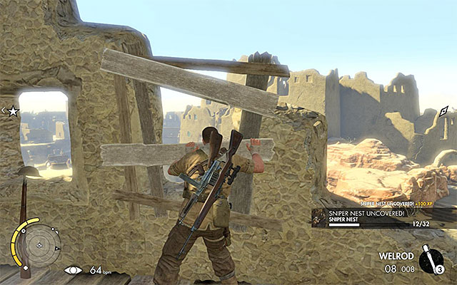 The second sniper nest - Sniper Elite 3 Afrika: Exploration of the old city - Sniper Elite 3 Afrika: Mission 5 - Siwa Oasis - Sniper Elite III: Afrika Game Guide