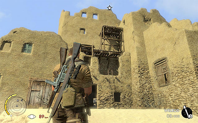 The location, where you need to start climbing - Sniper Elite 3 Afrika: Reaching the vantage point - Sniper Elite 3 Afrika: Mission 5 - Siwa Oasis - Sniper Elite III: Afrika Game Guide