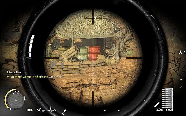 You can destroy the launcher, e.g. by shooting at the explosive barrel. - Sniper Elite 3 Afrika: Destroying the first rocket launcher - Sniper Elite 3 Afrika: Mission 6 - Kasserine Pass - Sniper Elite III: Afrika Game Guide