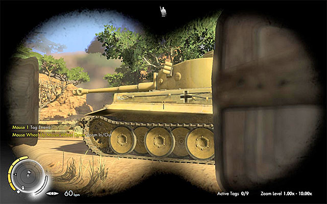 It is best to hide behind one of the buildings - Sniper Elite 3 Afrika: Destroying the Tiger tank - Sniper Elite 3 Afrika: Mission 6 - Kasserine Pass - Sniper Elite III: Afrika Game Guide