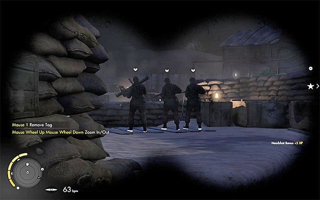 The enemies observing the airstrip - Sniper Elite 3 Afrika: Exploration of the western part of the airfield - Sniper Elite 3 Afrika: Mission 7 - Pont Du Fahs Airfield - Sniper Elite III: Afrika Game Guide