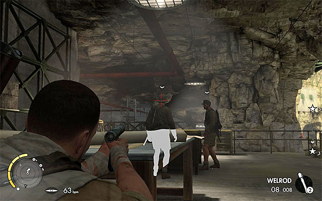 You can either shoot or walk around the enemies at the table - Sniper Elite 3 Afrika: Reaching the factory - Sniper Elite 3 Afrika: Mission 8 - Ratte Factory - Sniper Elite III: Afrika Game Guide