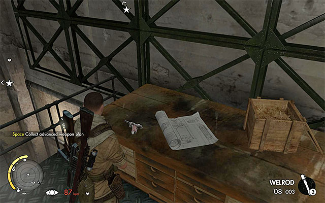 The first schematic - Sniper Elite 3 Afrika: Destroying the first transformer - Sniper Elite 3 Afrika: Mission 8 - Ratte Factory - Sniper Elite III: Afrika Game Guide