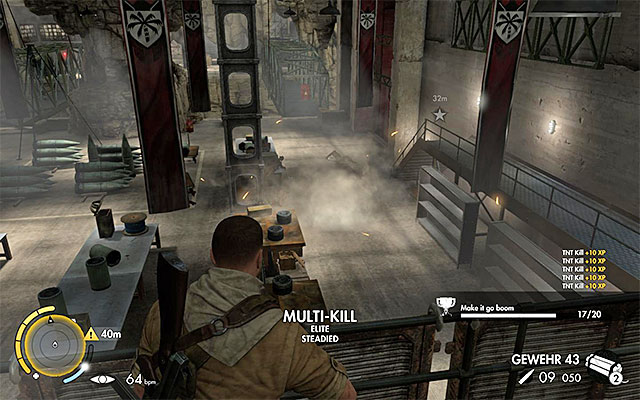 Attack the enemies from above - Sniper Elite 3 Afrika: Reaching the cargo lift - Sniper Elite 3 Afrika: Mission 8 - Ratte Factory - Sniper Elite III: Afrika Game Guide