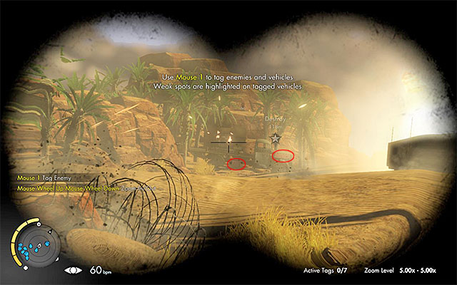 Go through the cutscene, informing you about the arrival of heavy artillery (point 4 on the map) - Sniper Elite 3 Afrika: Destroying heavy artillery - Sniper Elite 3 Afrika: Mission 1 - Siege of Tobruk - Sniper Elite III: Afrika Game Guide