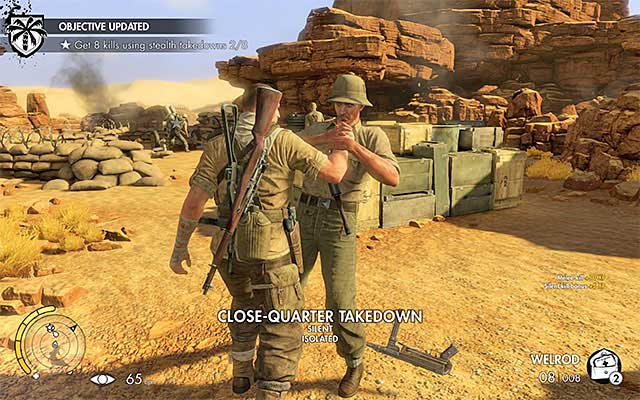 Silently eliminate soldiers standing near the launcher. - Sniper Elite 3 Afrika: Neutralizing the four Nebelwerfers - Sniper Elite 3 Afrika: Mission 1 - Siege of Tobruk - Sniper Elite III: Afrika Game Guide