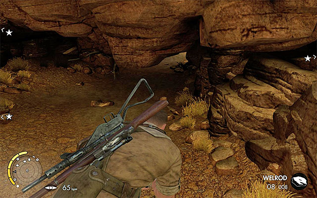 A passageway leading to the second launcher. - Sniper Elite 3 Afrika: Neutralizing the four Nebelwerfers - Sniper Elite 3 Afrika: Mission 1 - Siege of Tobruk - Sniper Elite III: Afrika Game Guide