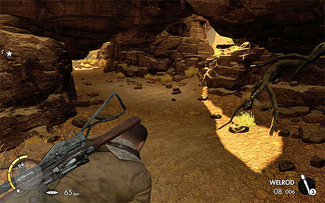 The tunnel leading to the last launcher. - Sniper Elite 3 Afrika: Neutralizing the four Nebelwerfers - Sniper Elite 3 Afrika: Mission 1 - Siege of Tobruk - Sniper Elite III: Afrika Game Guide