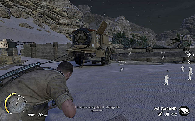 Sabotaging the generators will allow you to drown out the sounds of your sniper rifle. - Sniper Elite 3 Afrika: Eliminating the third enemy officer - Sniper Elite 3 Afrika: Mission 2 - Gaberoun - Sniper Elite III: Afrika Game Guide