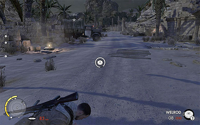 An example place for a mine placement. - Sniper Elite 3 Afrika: Arranging the ambush for the general - Sniper Elite 3 Afrika: Mission 2 - Gaberoun - Sniper Elite III: Afrika Game Guide
