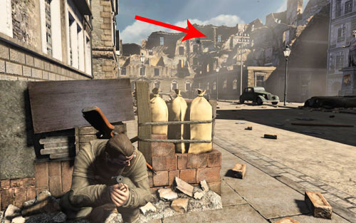 Your next objective will be heading to the other side of the street - Mission 1 - Schoneberg Convoy - p. 1 - Walkthrough - Sniper Elite V2 Game Guide & Walkthrough
