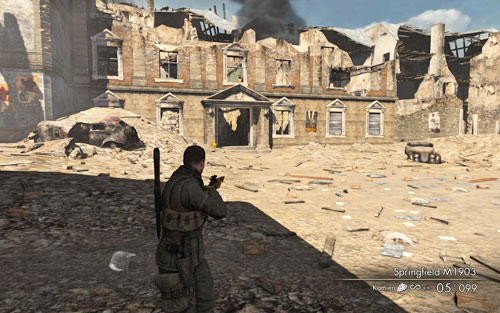 After obtaining intel, head towards the marked building [#14] to end the mission - Mission 1 - Schoneberg Convoy - p. 2 - Walkthrough - Sniper Elite V2 Game Guide & Walkthrough