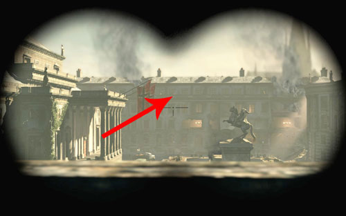 Before leaving the position, you still need to deal with one sniper (distance: ~210m) - you can find him on a balcony in the opposite building - Mission 4 - Opernplatz - p. 2 - Walkthrough - Sniper Elite V2 Game Guide & Walkthrough