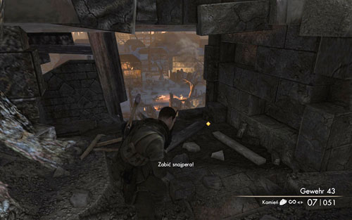 Continue going upstairs [#7] until a cinematic starts, during which you will find a new sniper rifle - Mission 5 - St. Olibartus Church - p. 2 - Walkthrough - Sniper Elite V2 Game Guide & Walkthrough