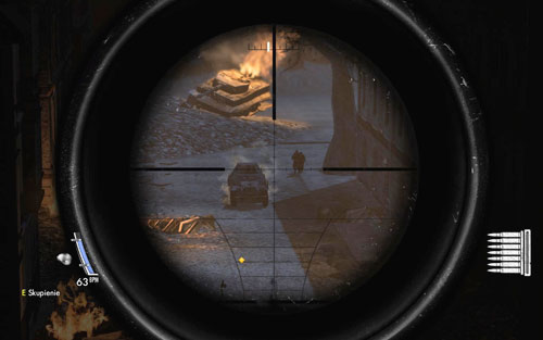 After the first wave ends, run downstairs to the second vantage point [#8] - Mission 5 - St. Olibartus Church - p. 2 - Walkthrough - Sniper Elite V2 Game Guide & Walkthrough