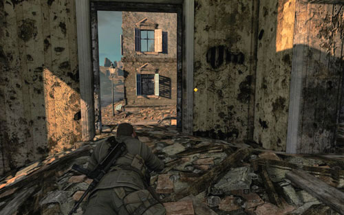 A bit further you will reach the corner of the building [#2], which is a good spot to eliminate the enemy tank - Mission 7 - Karlshorst Command Post - p. 1 - Walkthrough - Sniper Elite V2 Game Guide & Walkthrough