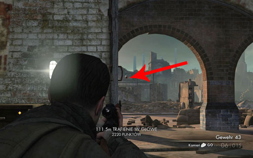 Very slowly move to the right - inside the window you will find an enemy sniper (110m) - Mission 7 - Karlshorst Command Post - p. 2 - Walkthrough - Sniper Elite V2 Game Guide & Walkthrough