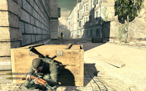 Move on very slowly - you need to reach another intersection [#2] - Mission 8 - Kreuzberg Headquarters - p. 1 - Walkthrough - Sniper Elite V2 Game Guide & Walkthrough