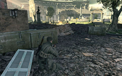 After getting through the tunnel, you will reach a square [#4] - Mission 8 - Kreuzberg Headquarters - p. 1 - Walkthrough - Sniper Elite V2 Game Guide & Walkthrough