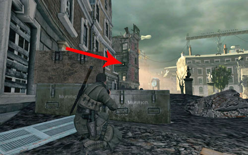 In the building on the left theres another enemy walking - eliminate him to spare yourself trouble with the possible alarm - Mission 8 - Kreuzberg Headquarters - p. 1 - Walkthrough - Sniper Elite V2 Game Guide & Walkthrough