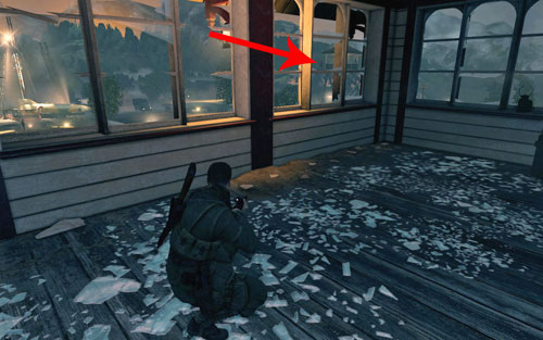 Its good to begin with killing the sniper on the tower on the right, as hes the biggest threat - Mission 9 - Koepenick Launch Site - Walkthrough - Sniper Elite V2 Game Guide & Walkthrough