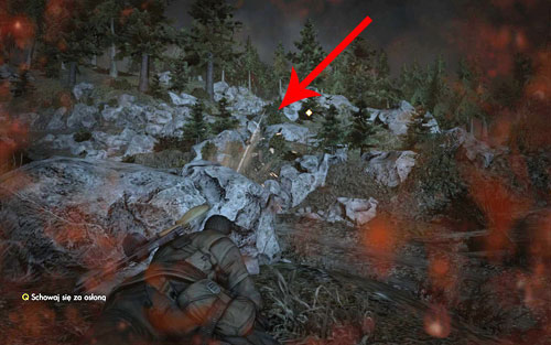Whatever tactic you use, the only one who will get alarmed is the sniper camping on the stone ledge behind the bushes - DLC - Assassinate the Fuhrer - Walkthrough - Sniper Elite V2 Game Guide & Walkthrough