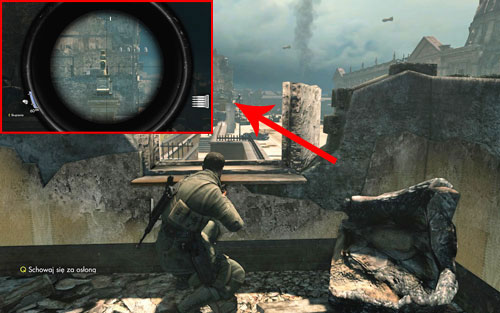 The bottle can be easily seen before leaving the starting building - on one of the pillars [#1] of the main gate leading onto the streets - Mission 3 | Wine Bottles and Gold Bars - Wine Bottles and Gold Bars - Sniper Elite V2 Game Guide & Walkthrough