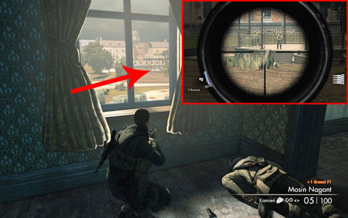 After obtaining a new sniper rifle, look out one of the windows - in the distance you should see a small square beneath a dome [#3] with two soldiers on it - Mission 3 | Wine Bottles and Gold Bars - Wine Bottles and Gold Bars - Sniper Elite V2 Game Guide & Walkthrough