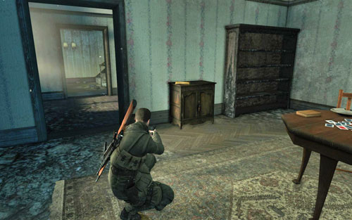 In the first room to the right, inside the building which you have to enter as your first objective [#2] - Mission 3 | Wine Bottles and Gold Bars - Wine Bottles and Gold Bars - Sniper Elite V2 Game Guide & Walkthrough