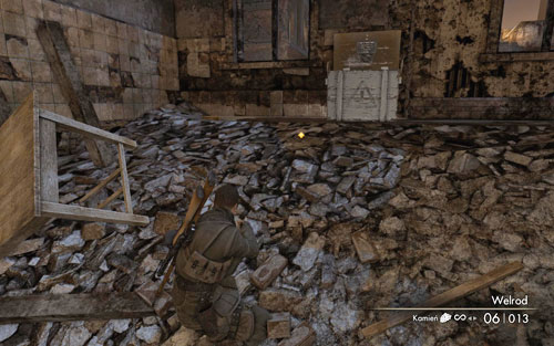 At the top of the building which you go through while passing by a tank [#3] - Mission 5 | Wine Bottles and Gold Bars - Wine Bottles and Gold Bars - Sniper Elite V2 Game Guide & Walkthrough