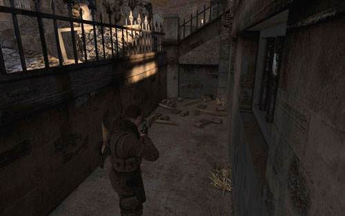 In front of the building, in a narrow passage [#7] - Mission 5 | Wine Bottles and Gold Bars - Wine Bottles and Gold Bars - Sniper Elite V2 Game Guide & Walkthrough