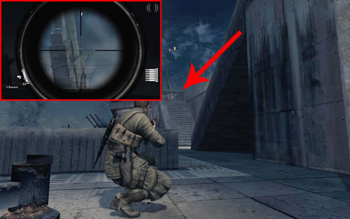 After you reach the roof, head right - the bottle is on a wall by the first cannon [#3] - Mission 6 | Wine Bottles and Gold Bars - Wine Bottles and Gold Bars - Sniper Elite V2 Game Guide & Walkthrough