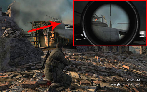 On the front part of the plane wreck [#2] - Mission 7 | Wine Bottles and Gold Bars - Wine Bottles and Gold Bars - Sniper Elite V2 Game Guide & Walkthrough