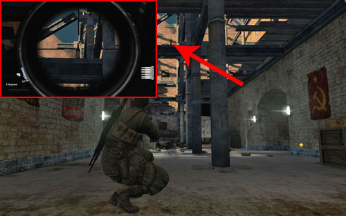 Inside the corridor on the way to the officer, on top of an reinforcement [#4] above you - Mission 7 | Wine Bottles and Gold Bars - Wine Bottles and Gold Bars - Sniper Elite V2 Game Guide & Walkthrough