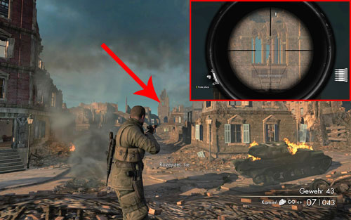 On the tower in which the last sniper is, inside one of the windows [#5] - Mission 7 | Wine Bottles and Gold Bars - Wine Bottles and Gold Bars - Sniper Elite V2 Game Guide & Walkthrough