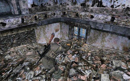 Inside the first building, at the corner of the intersection [#3] - Mission 7 | Wine Bottles and Gold Bars - Wine Bottles and Gold Bars - Sniper Elite V2 Game Guide & Walkthrough