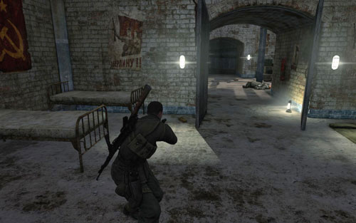 Inside the sleeping room in the command post, right behind a door [#10] - Mission 7 | Wine Bottles and Gold Bars - Wine Bottles and Gold Bars - Sniper Elite V2 Game Guide & Walkthrough