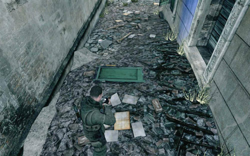 Right before the entrance to the tunnel, on the left you will find a narrow street - the gold can be found behind the building [#3] - Mission 8 | Wine Bottles and Gold Bars - Wine Bottles and Gold Bars - Sniper Elite V2 Game Guide & Walkthrough