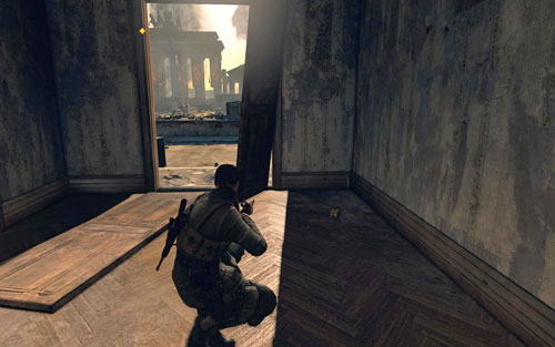 Inside the first building to the left of the square entrance [#7] - Mission 10 | Wine Bottles and Gold Bars - Wine Bottles and Gold Bars - Sniper Elite V2 Game Guide & Walkthrough