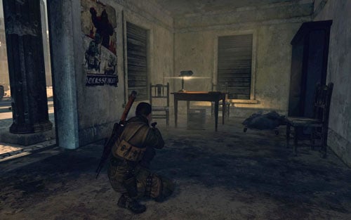 On the desk right beside the entrance in the building [#9] which will lead you to the top of the Brandenburg gate - Mission 10 | Wine Bottles and Gold Bars - Wine Bottles and Gold Bars - Sniper Elite V2 Game Guide & Walkthrough