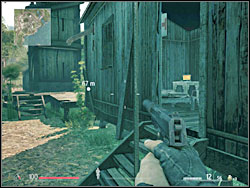 The first (1) of two laptops on this level is located in one of the smaller, wooden huts in the enemy camp - Chapter 8 - A Simple Rendezvous | Intel Data - Intel data - Sniper: Ghost Warrior Game Guide & Walkthrough