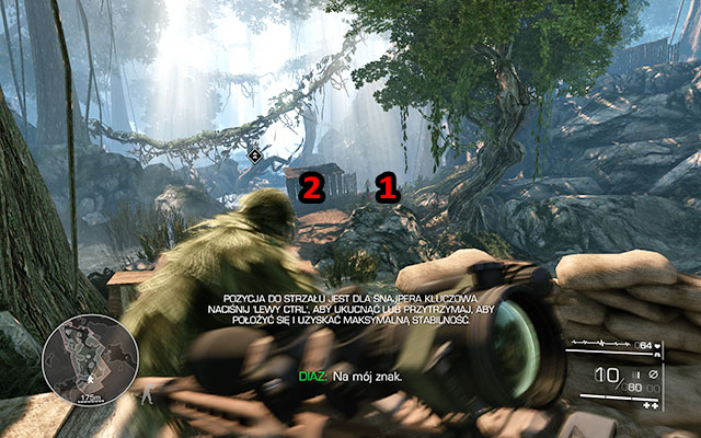 After the game begins, wait for you companion - Diaz - to eliminate the first enemy, swim and climb onto the platform - Follow Diaz and eliminate the marked enemies - Act 1 - Communication Breakdown - Sniper: Ghost Warrior 2 - Game Guide and Walkthrough