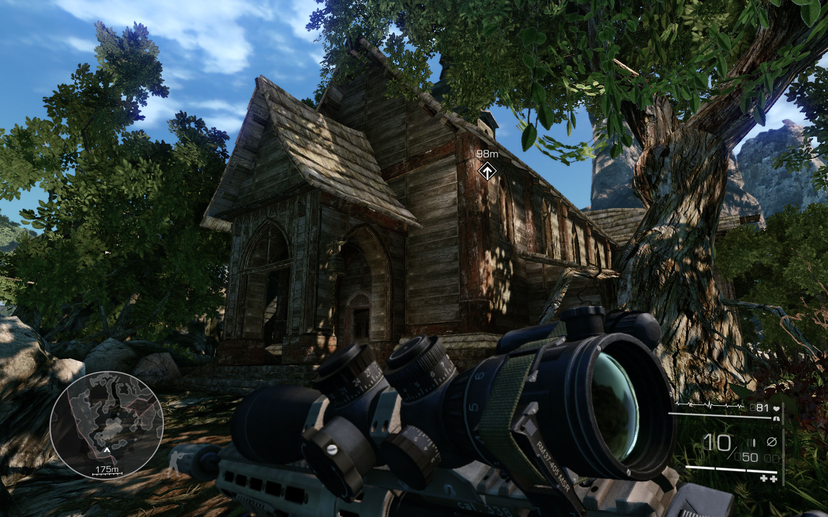 Run onwards along the path until you reach the church tower - Swim through the underground passage and reach the church tower - Act 1 - Communication Breakdown - Sniper: Ghost Warrior 2 - Game Guide and Walkthrough