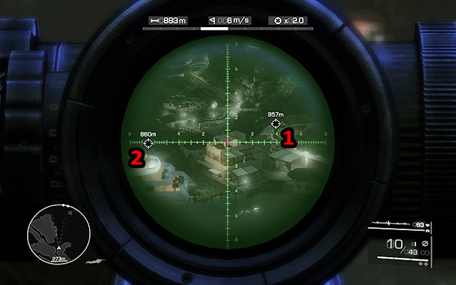 Return to the yacht - you need to eliminate two thugs, one on the upper part of the yacht [860m] and the second on the terrace of the building on the right [960m] - Provide cover for the assault team - Act 1 - From Out of Nowhere - Sniper: Ghost Warrior 2 - Game Guide and Walkthrough