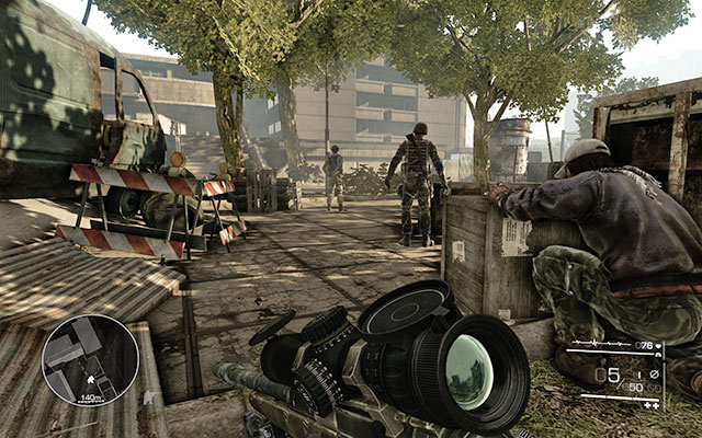 After you're done taking photos, head further with Marinov and wait for the tank to drive away behind a car wreck - Follow Marinov - Act 2 - And Justice for All - Sniper: Ghost Warrior 2 - Game Guide and Walkthrough