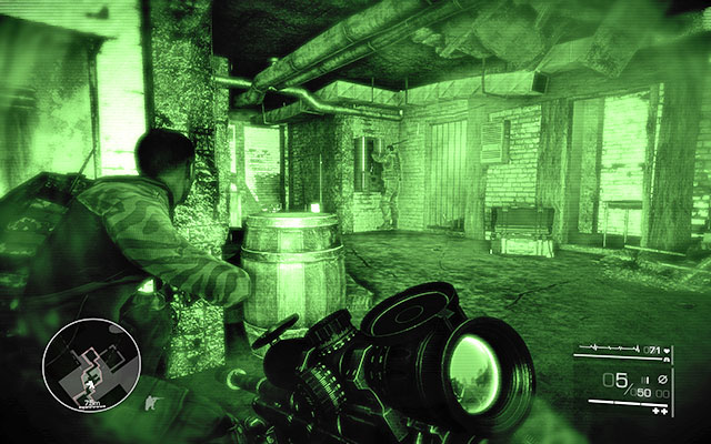 Run further while eliminating a patrolling guard beside a billboard on your way - Follow Marinov - Act 2 - And Justice for All - Sniper: Ghost Warrior 2 - Game Guide and Walkthrough