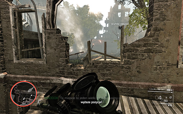 Reinforcements will soon arrive - it's a good idea to stand on a higher position on the ruins on the left side - Cover Marinov - Act 2 - And Justice for All - Sniper: Ghost Warrior 2 - Game Guide and Walkthrough