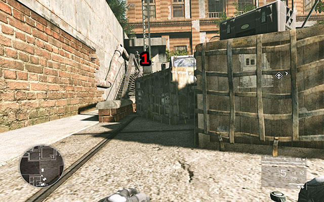 Keep crawling further until you reach a set of stairs - you should also note a soldier soldiers standing there, who you should eliminate right now - Reach the library undetected - Act 2 - Ghost of Sarajevo - Sniper: Ghost Warrior 2 - Game Guide and Walkthrough