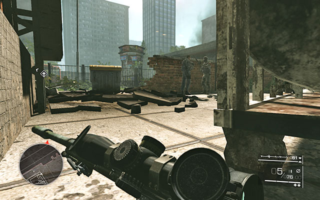 You will find yourself before the library - in the distance you should see two enemies - Reach the library undetected - Act 2 - Ghost of Sarajevo - Sniper: Ghost Warrior 2 - Game Guide and Walkthrough